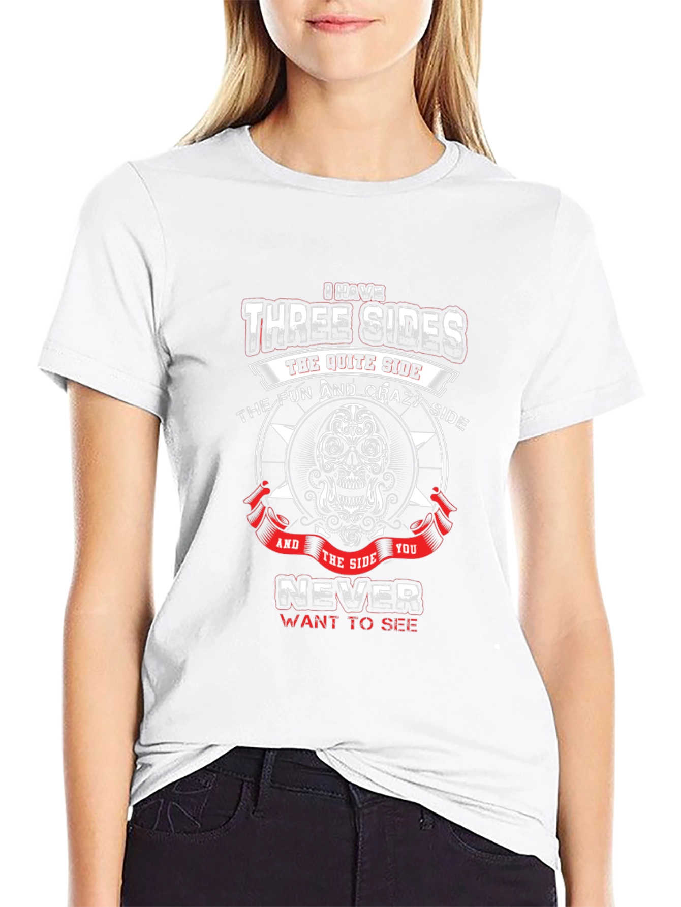 Three Sides Graphic Tee - Skull Design