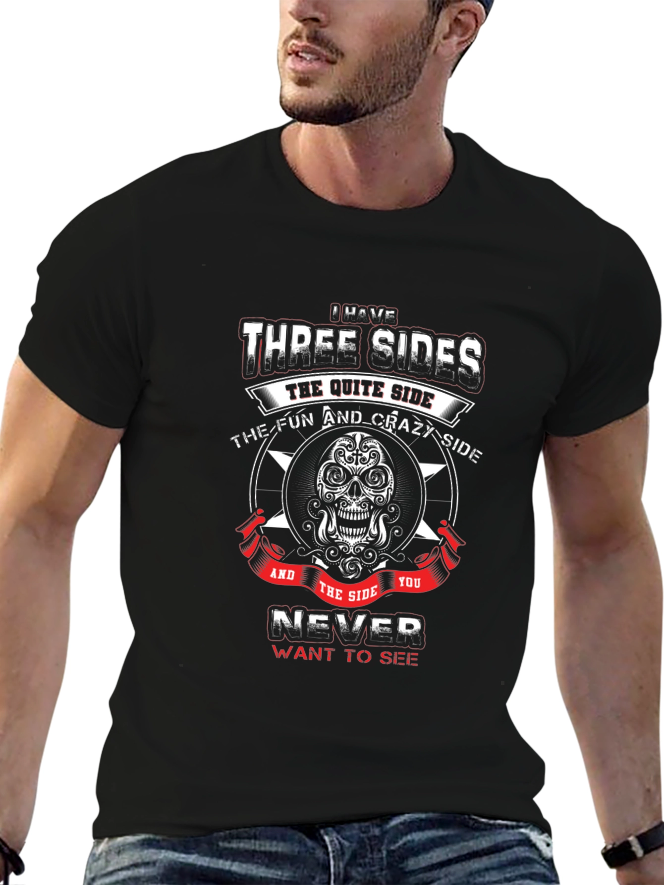 Three Sides Graphic Tee - Skull Design
