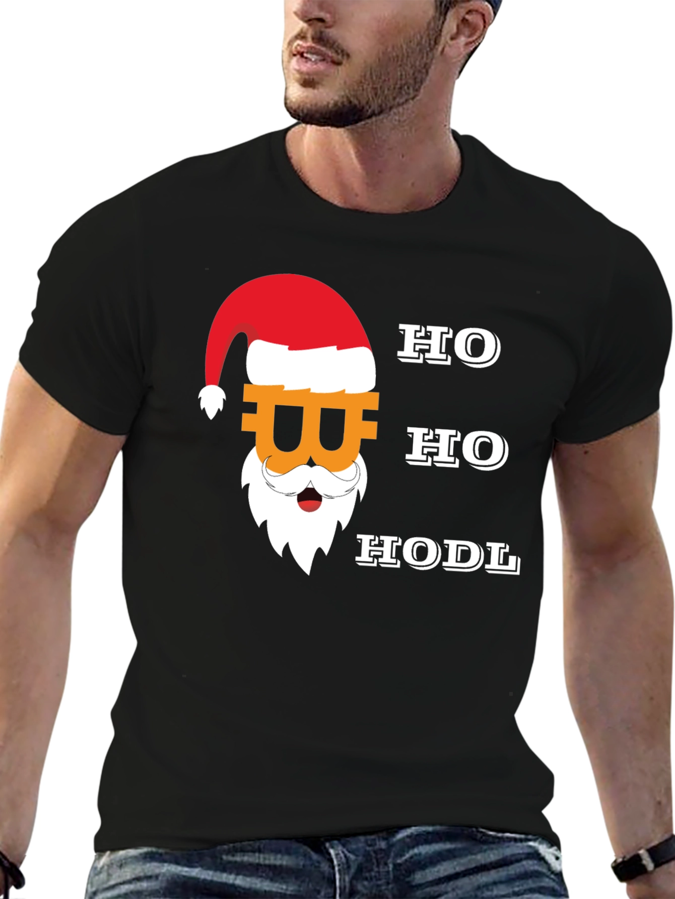 Bitcoin Santa Ho Ho HODL Black T-Shirt