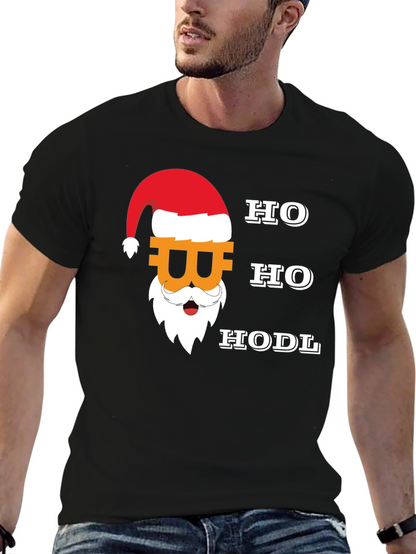 Bitcoin Santa Ho Ho HODL Black T-Shirt