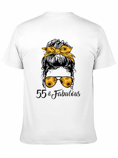 55 & Fabulous Sunflower Messy Bun T-Shirt