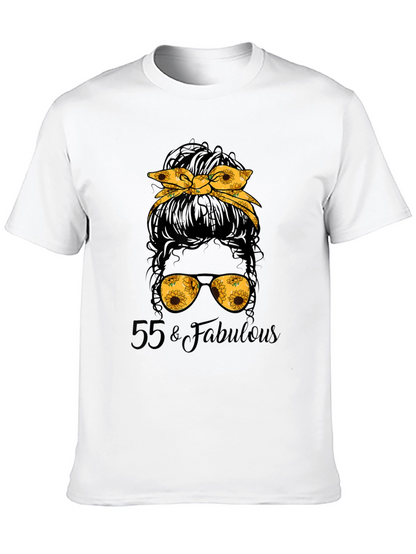 55 & Fabulous Sunflower Messy Bun T-Shirt