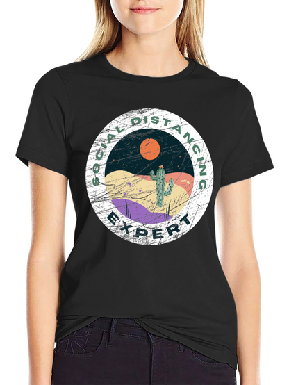 Social Distancing Expert T-Shirt - Desert Cactus Design