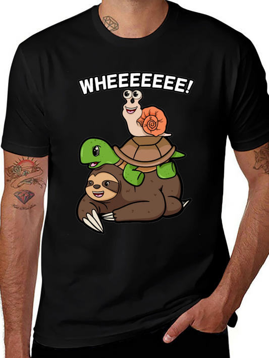 Sloth Turtle & Snail Black T-Shirt