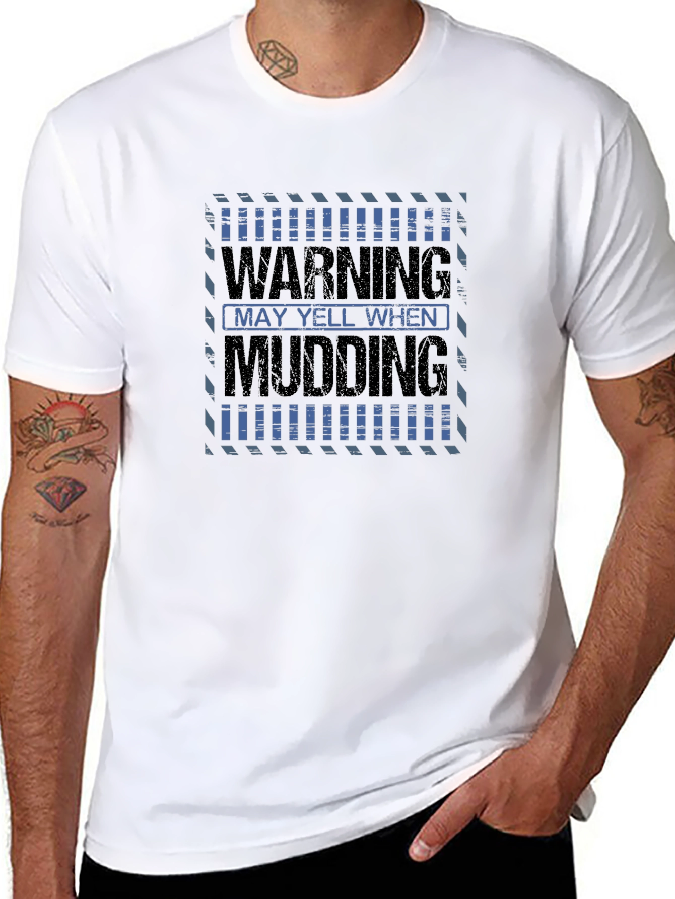 Warning May Yell When Mudding Mens Black T-Shirt