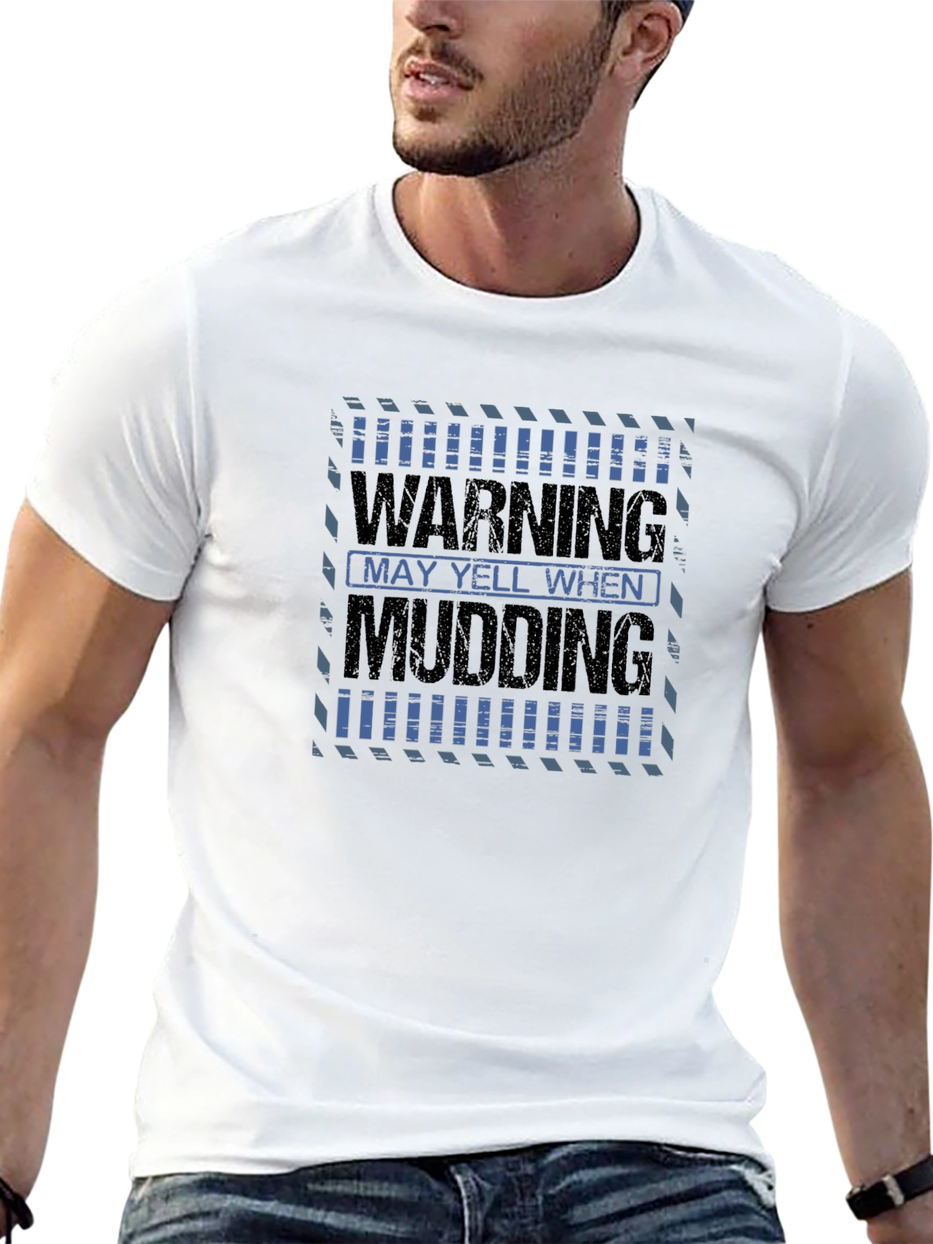 Warning May Yell When Mudding Mens Black T-Shirt