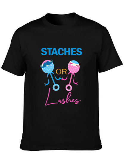 Staches or Lashes Gender Reveal T-Shirt