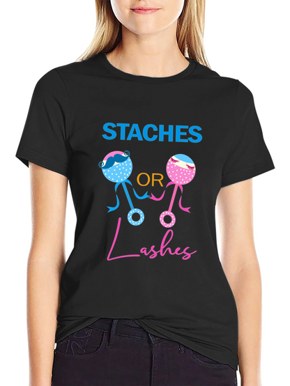 Staches or Lashes Gender Reveal T-Shirt