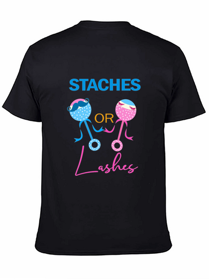 Staches or Lashes Gender Reveal T-Shirt