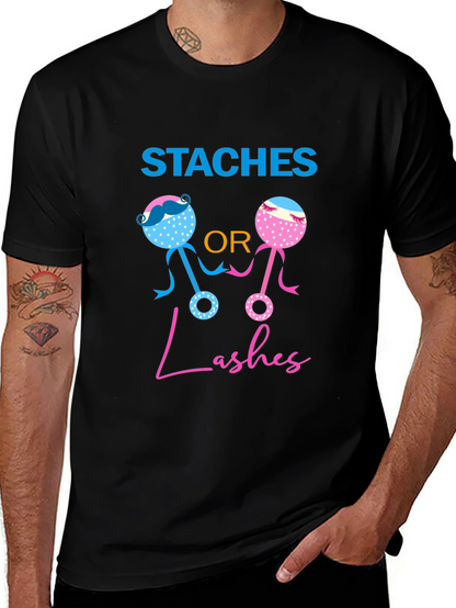 Staches or Lashes Gender Reveal T-Shirt