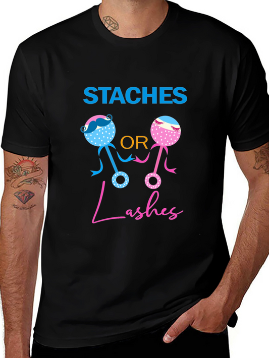Staches or Lashes Gender Reveal T-Shirt