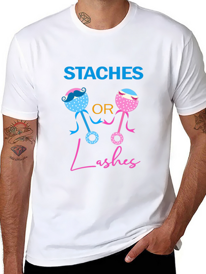 Staches or Lashes Gender Reveal T-Shirt
