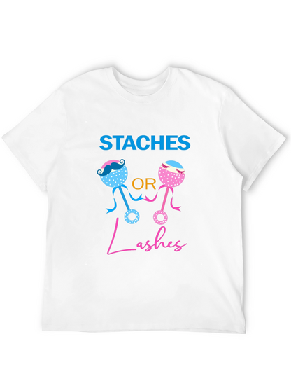 Staches or Lashes Gender Reveal T-Shirt