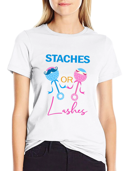 Staches or Lashes Gender Reveal T-Shirt