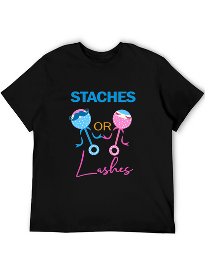 Staches or Lashes Gender Reveal T-Shirt
