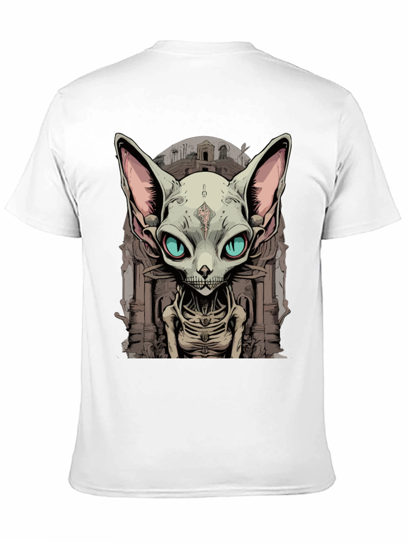 Sphynx Cat Skeleton Graphic Tee - Unique Design
