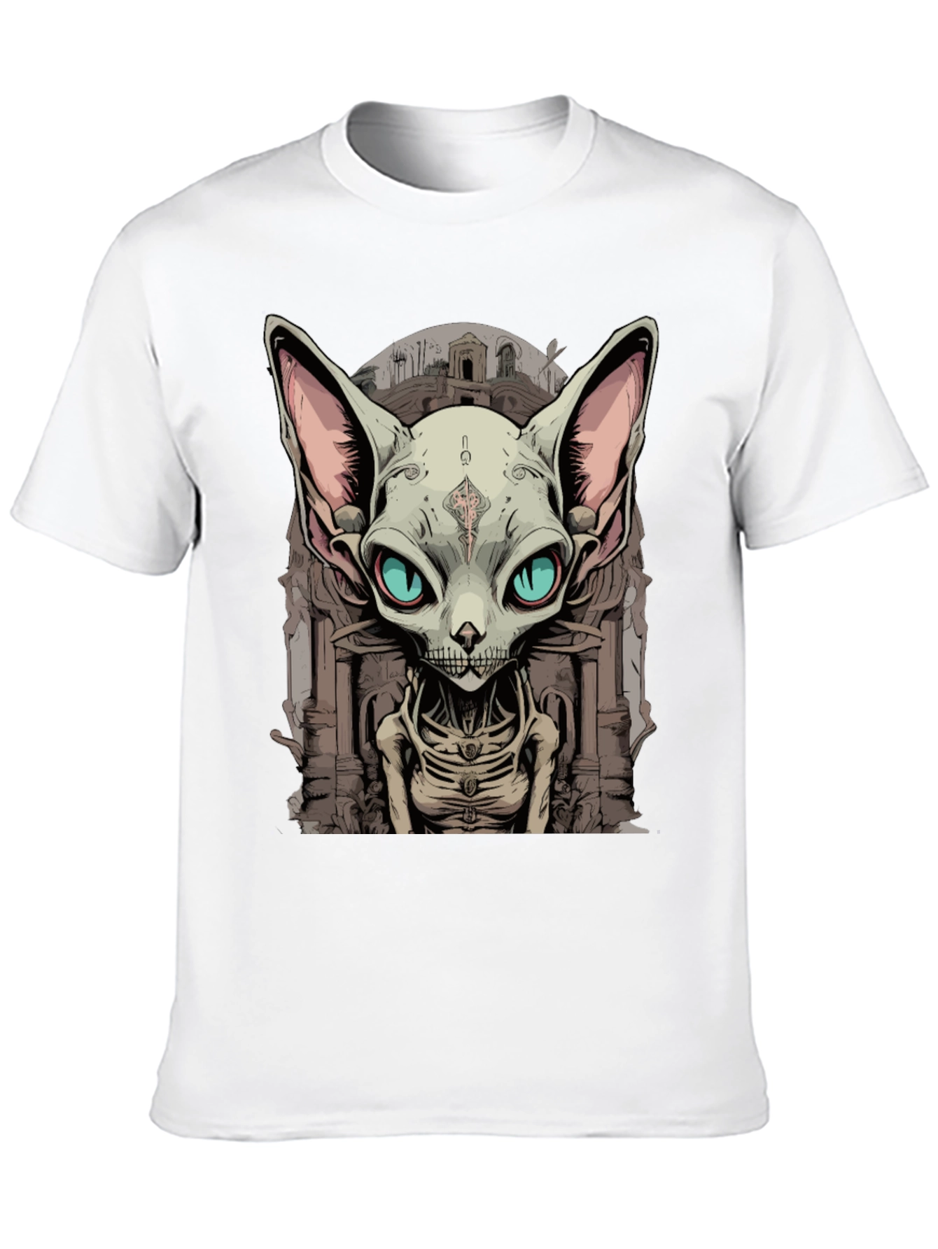 Sphynx Cat Skeleton Graphic Tee - Unique Design