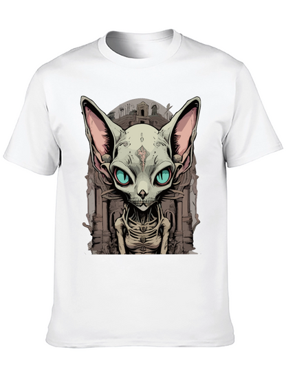 Sphynx Cat Skeleton Graphic Tee - Unique Design