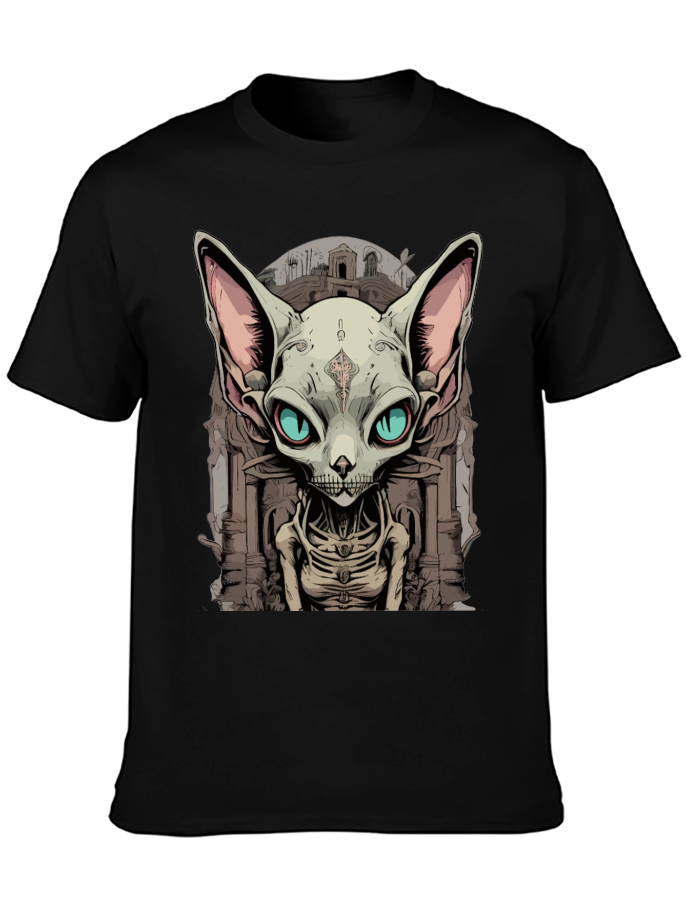 Sphynx Cat Skeleton Graphic Tee - Unique Design