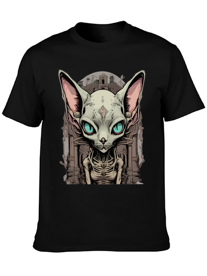 Sphynx Cat Skeleton Graphic Tee - Unique Design