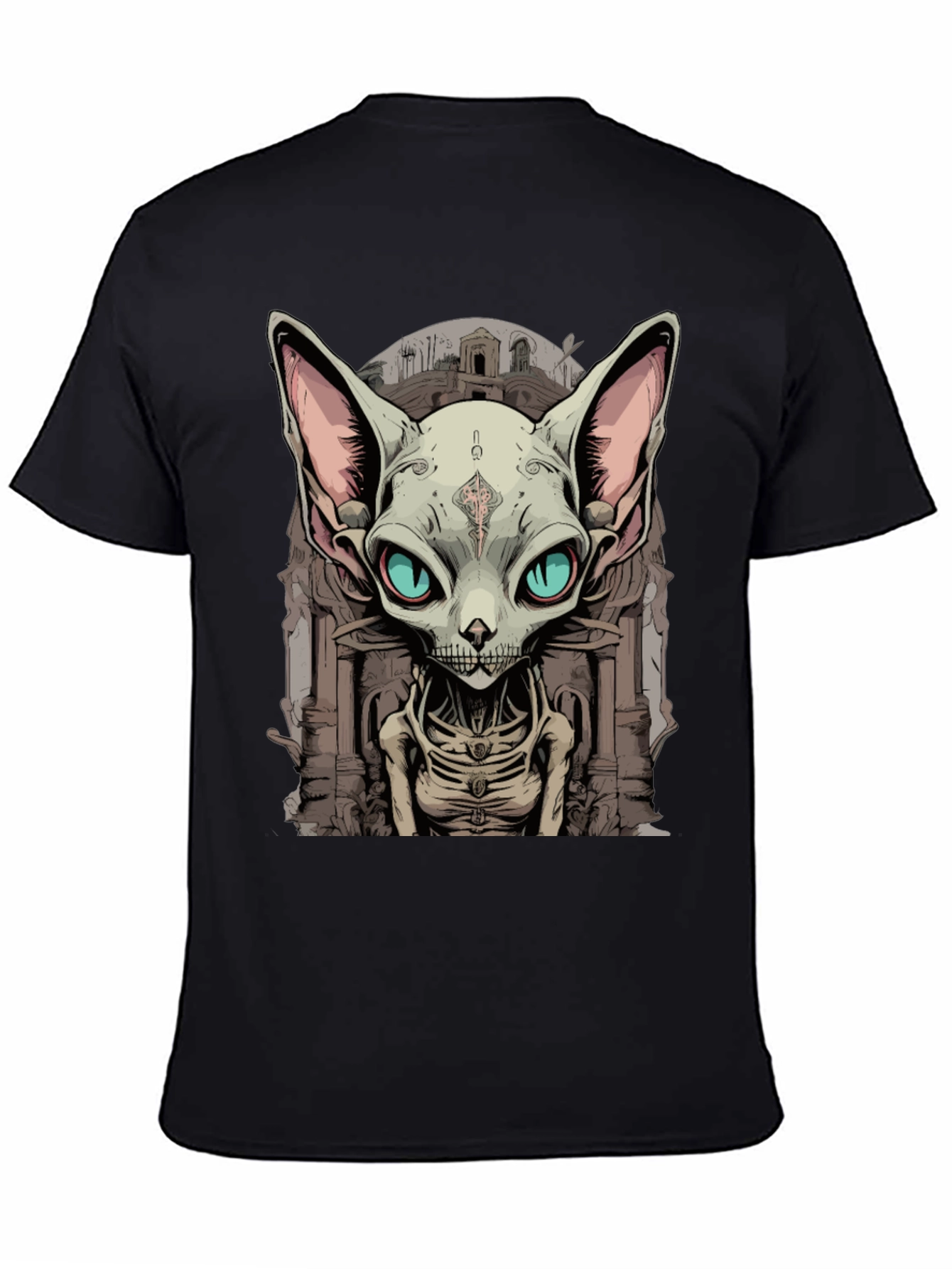 Sphynx Cat Skeleton Graphic Tee - Unique Design