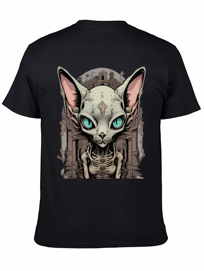 Sphynx Cat Skeleton Graphic Tee - Unique Design