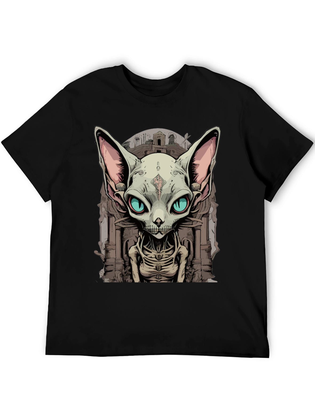 Sphynx Cat Skeleton Graphic Tee - Unique Design