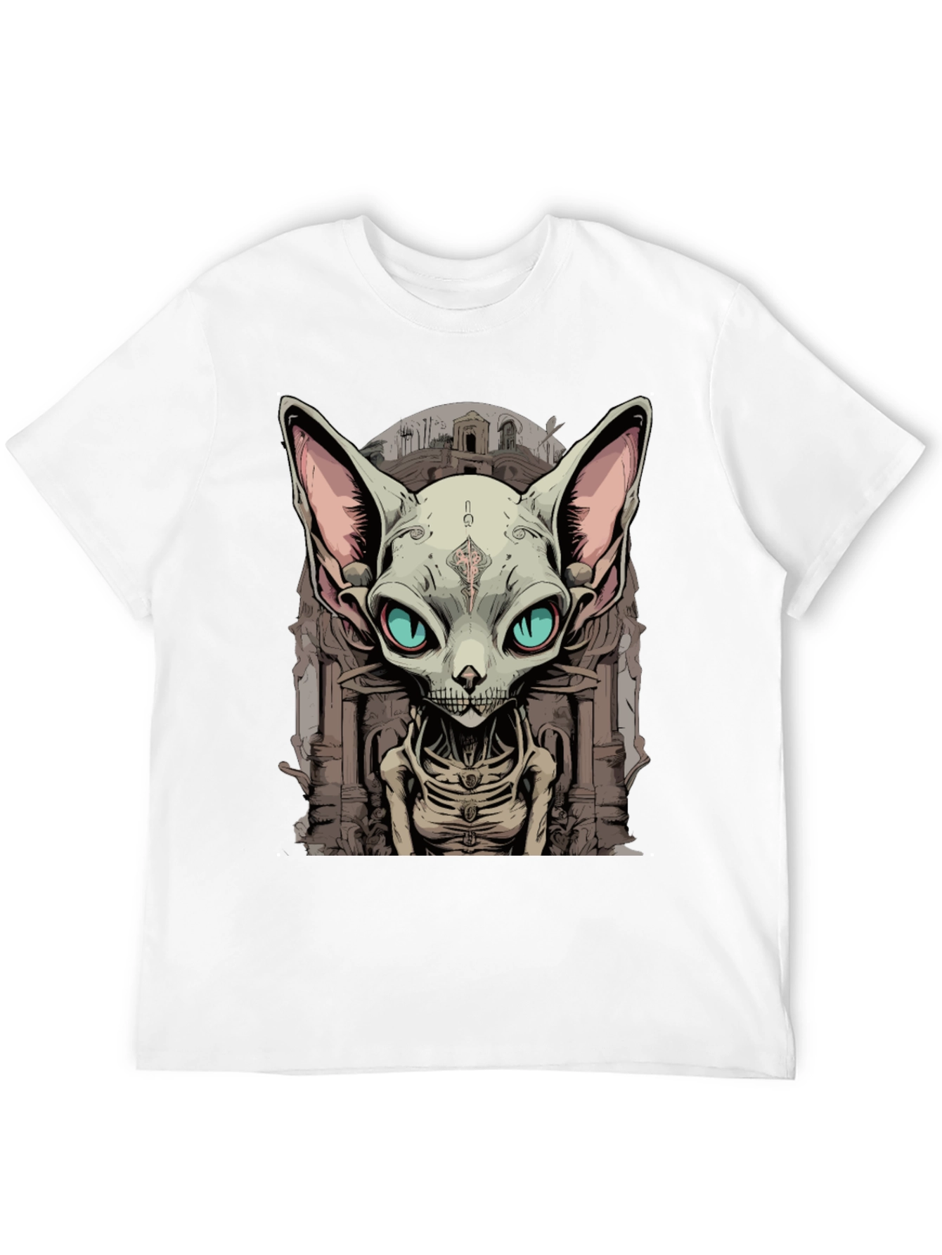 Sphynx Cat Skeleton Graphic Tee - Unique Design