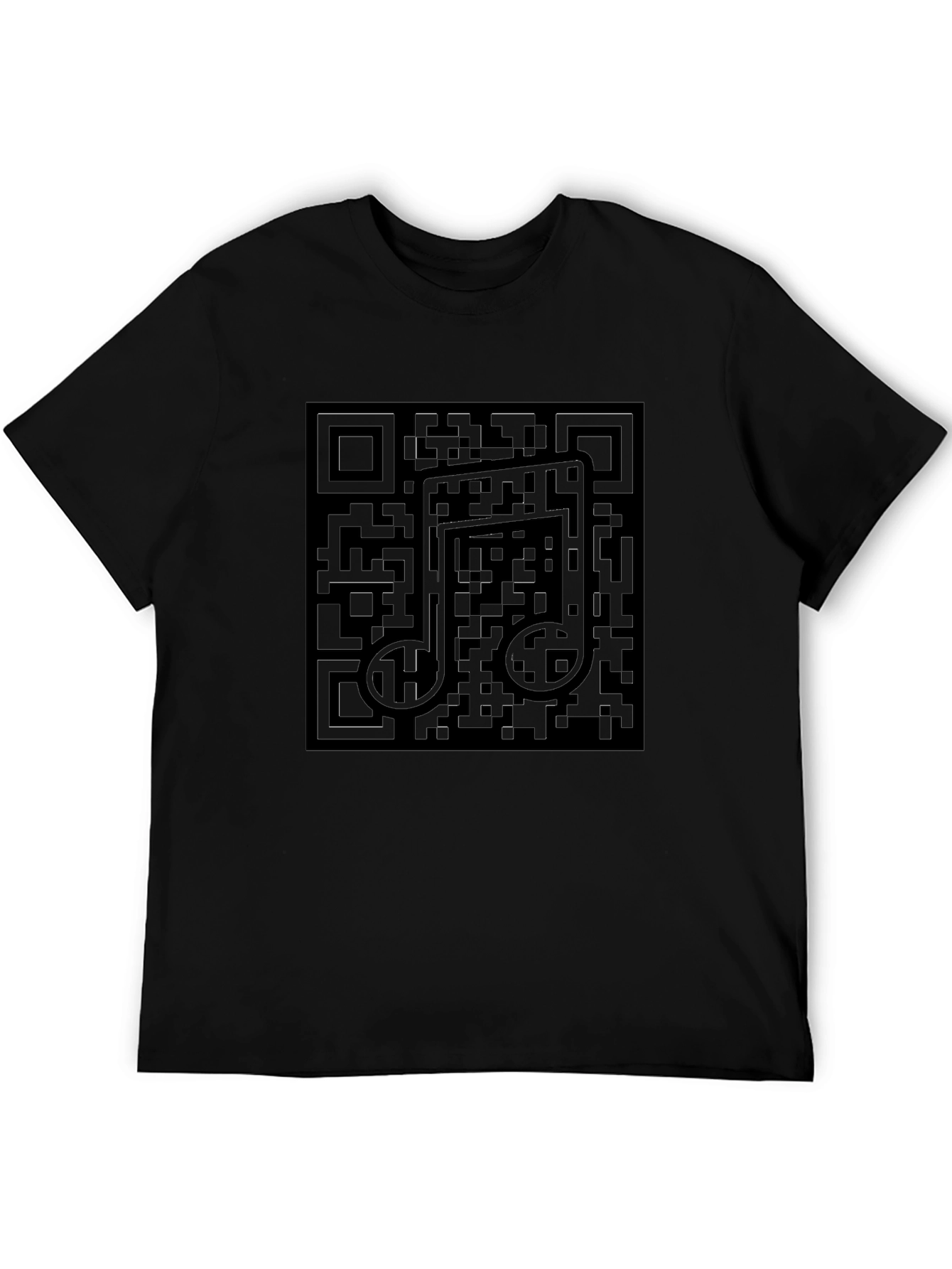 Black QR Code Music Note T-Shirt
