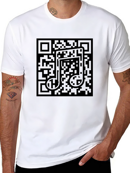 Black QR Code Music Note T-Shirt
