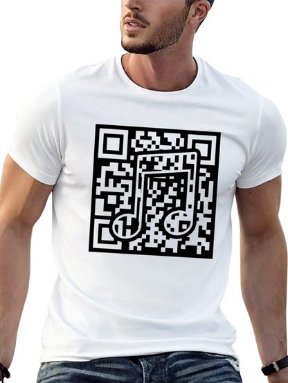 Black QR Code Music Note T-Shirt