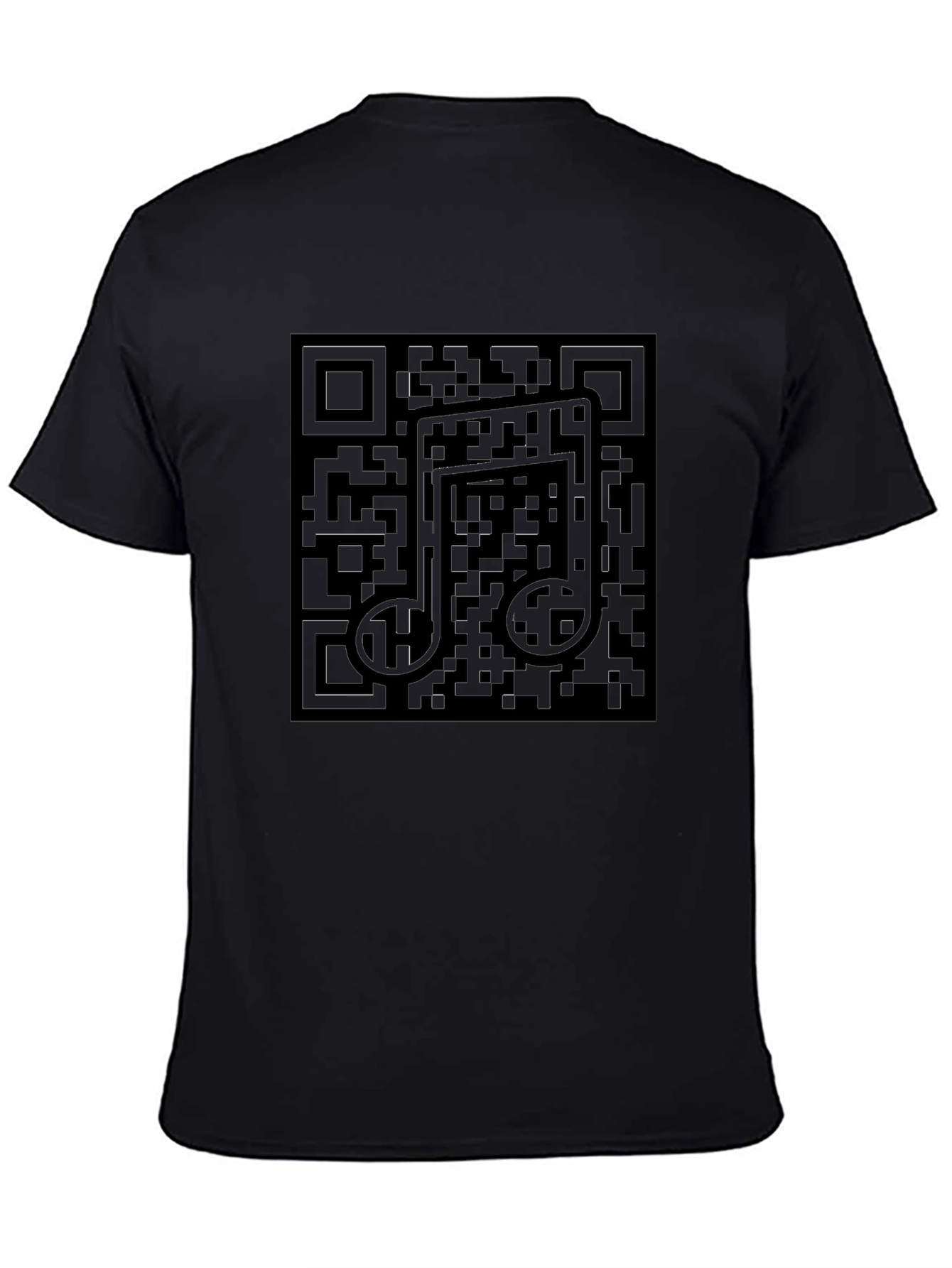 Black QR Code Music Note T-Shirt