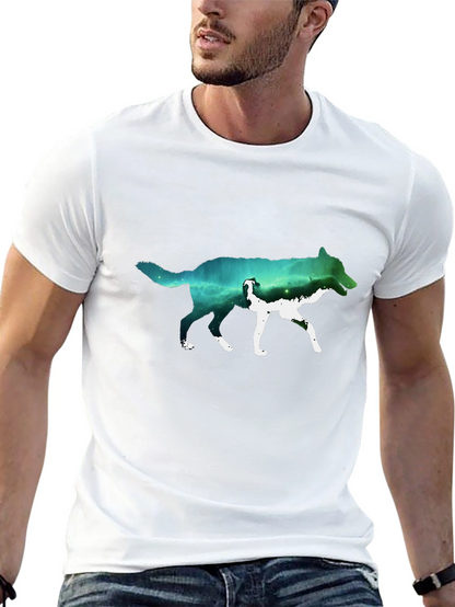 Wolf Galaxy Graphic T-Shirt - Black