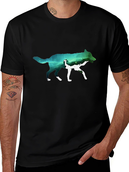 Wolf Galaxy Graphic T-Shirt - Black