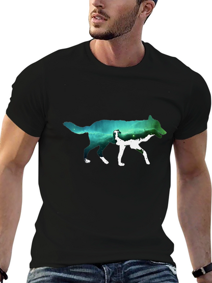Wolf Galaxy Graphic T-Shirt - Black
