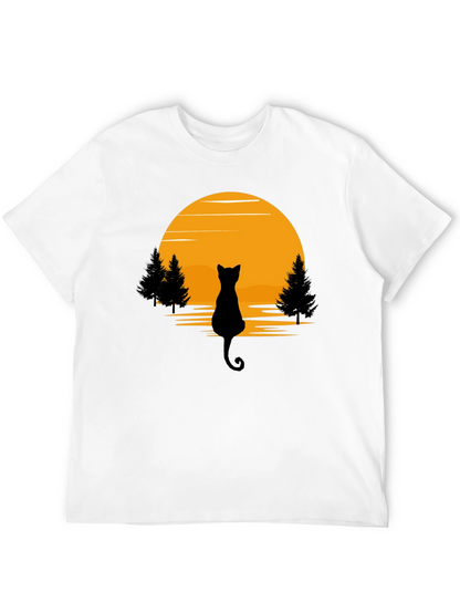 Black Cat Sunset Silhouette T-Shirt