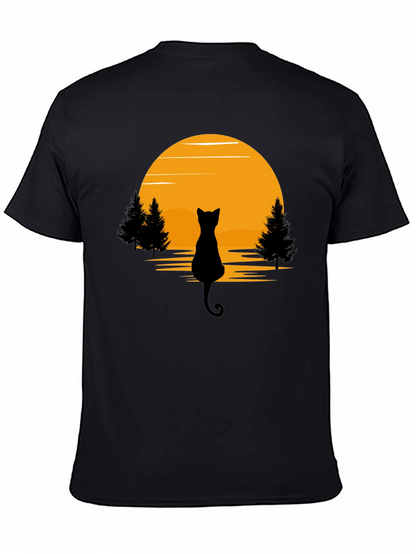 Black Cat Sunset Silhouette T-Shirt