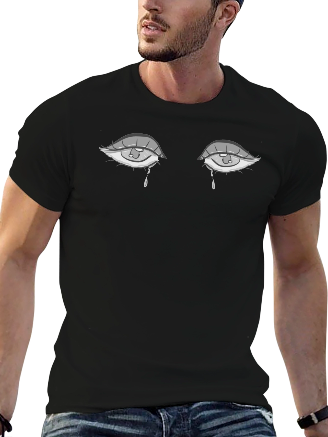 Teary Eyes Graphic Print T-Shirt - Soft Cotton Blend