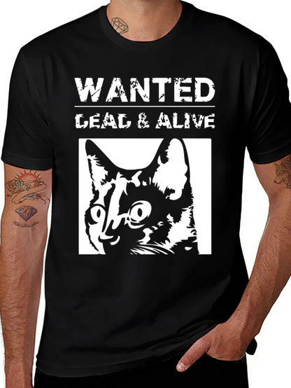 Wanted Dead or Alive Cat Graphic T-Shirt