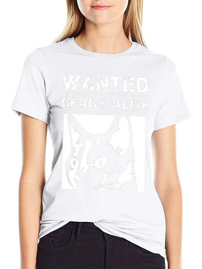 Wanted Dead or Alive Cat Graphic T-Shirt