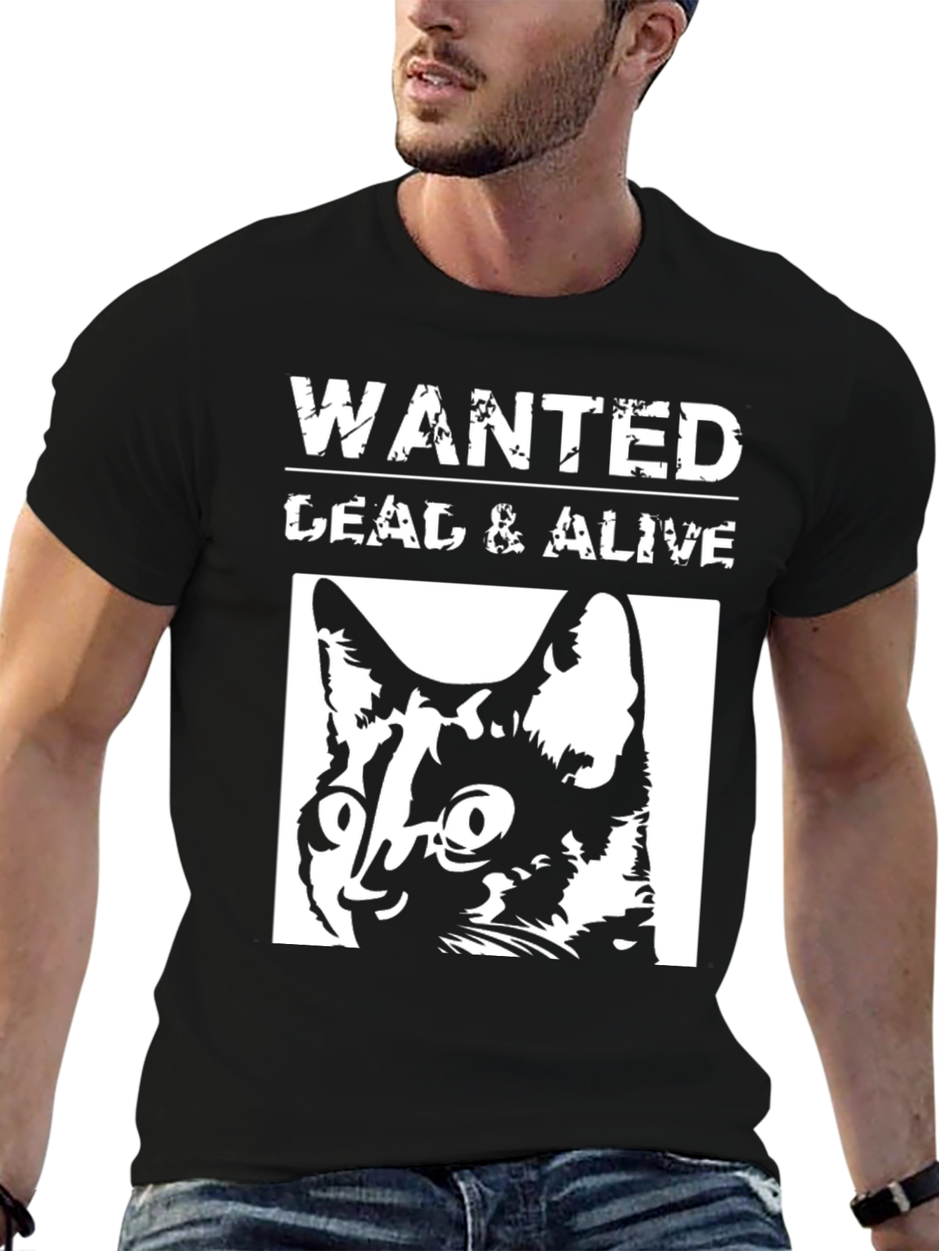 Wanted Dead or Alive Cat Graphic T-Shirt