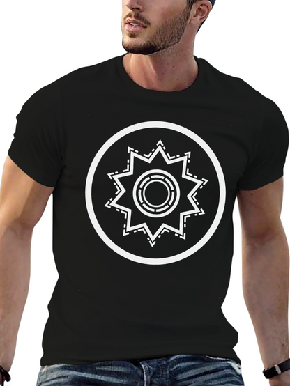 Stylish Black T-Shirt with Geometric Circle Star Design