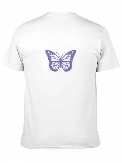 Black T-Shirt with Pixelated Butterfly Design