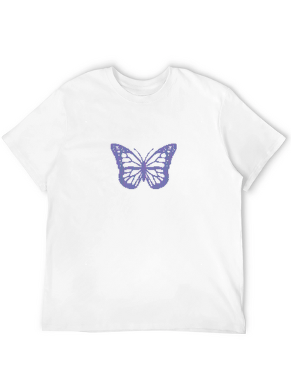 Black T-Shirt with Pixelated Butterfly Design