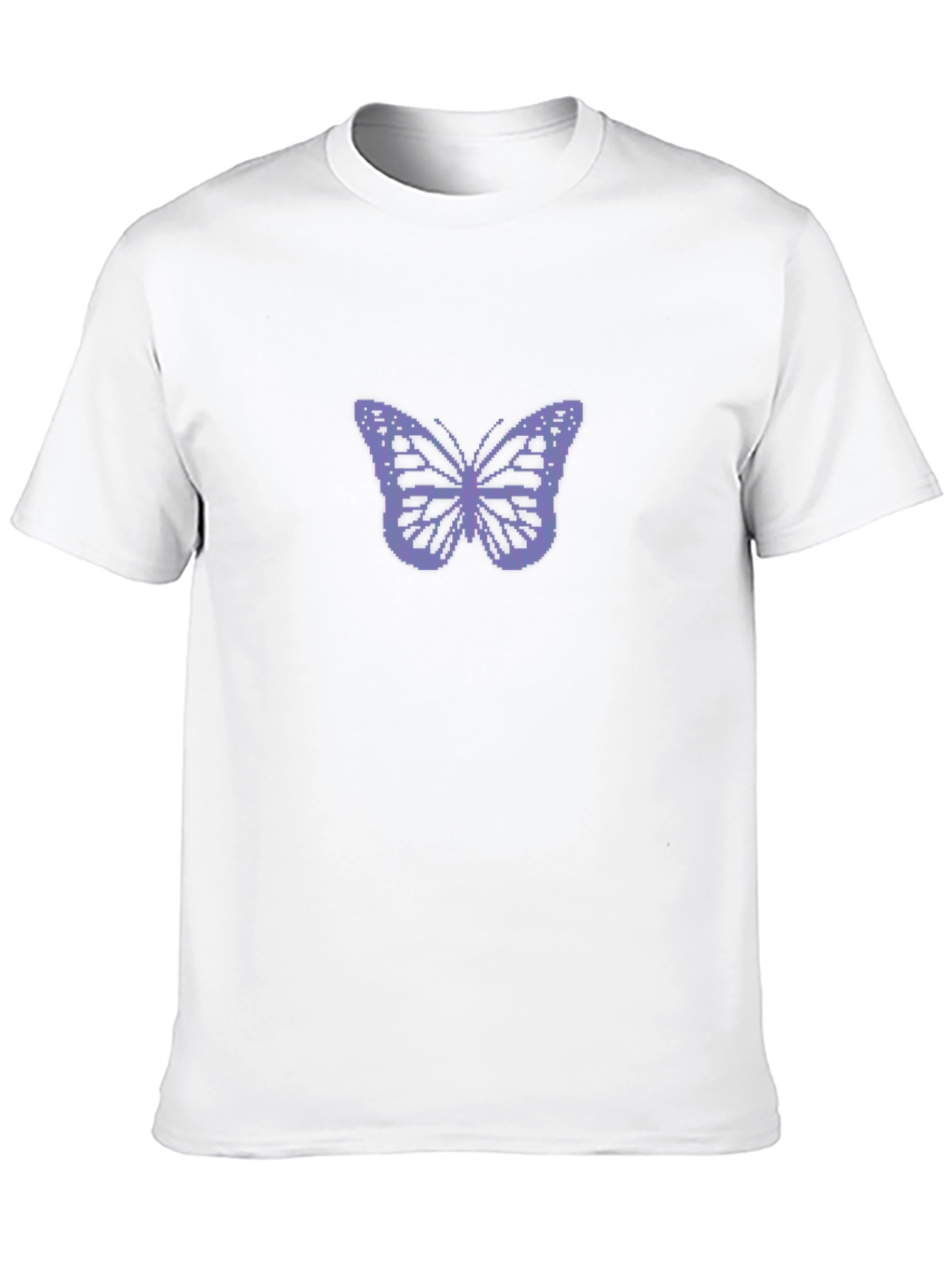 Black T-Shirt with Pixelated Butterfly Design