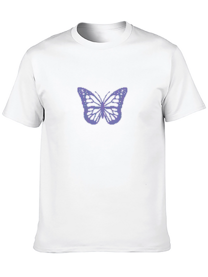 Black T-Shirt with Pixelated Butterfly Design