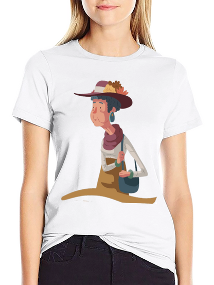 Whimsical Granny Cartoon Graphic Tee