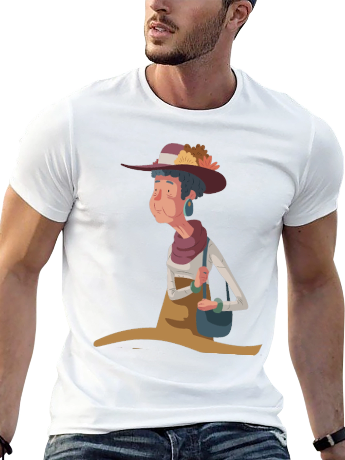 Whimsical Granny Cartoon Graphic Tee