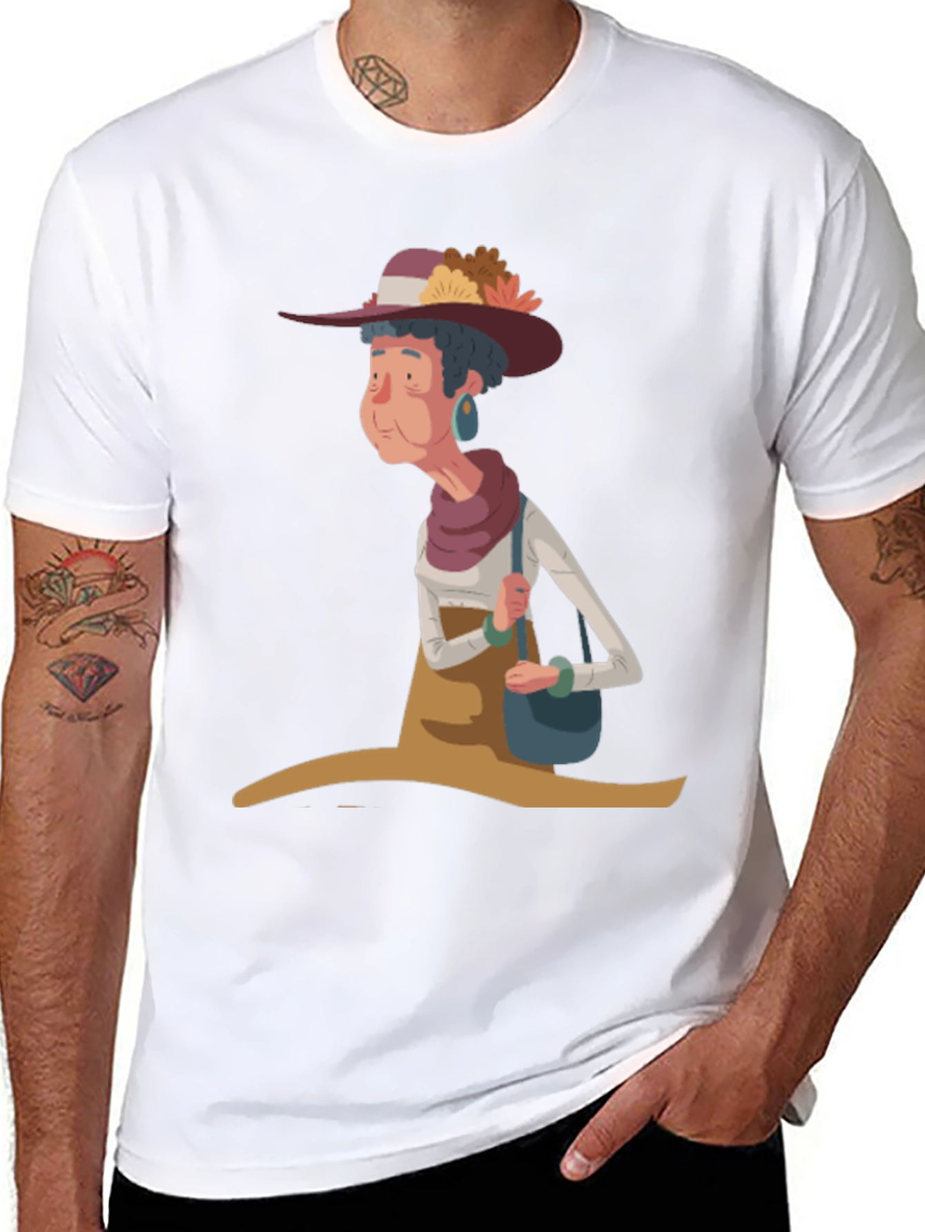 Whimsical Granny Cartoon Graphic Tee