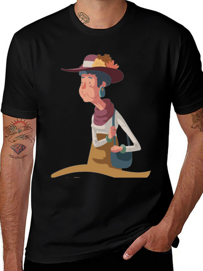 Whimsical Granny Cartoon Graphic Tee